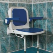 Wall Mounted Shower Seat With Padded Seat Back & Arms